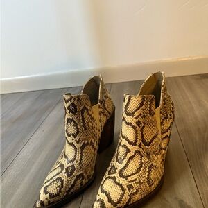 Vince Camuto Beige Snakeskin Ankle Booties